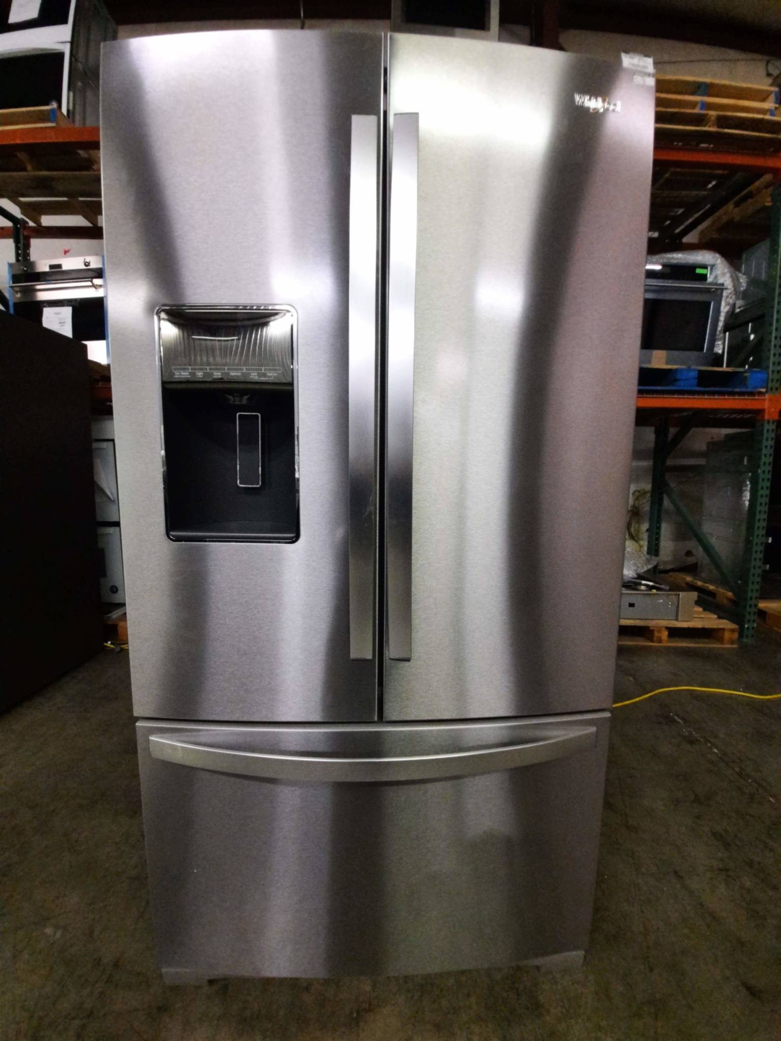 Whirlpool *WRF757SDHZ   26.8-cu ft 3-Door 36-in French Door Refrigerator with Exterior Ice - Water Dispenser and Platter Pocket - Fingerprint Resistant Stainless Steel