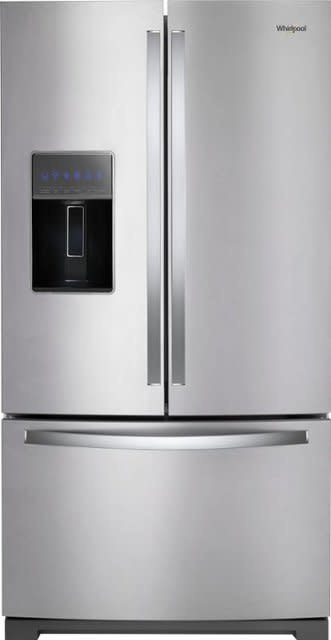 Whirlpool *WRF757SDHZ   26.8-cu ft 3-Door 36-in French Door Refrigerator with Exterior Ice - Water Dispenser and Platter Pocket - Fingerprint Resistant Stainless Steel