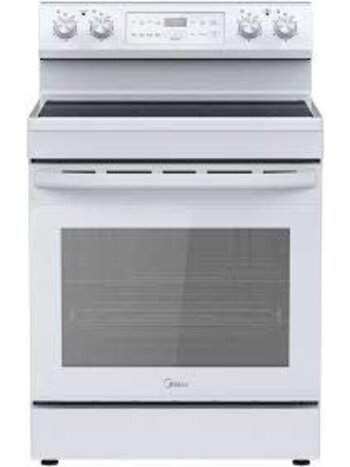 Midea *MER30S2AWW 30-in Glass Top 4 burners 6.3-cu ft Freestanding Electric Range ( White )