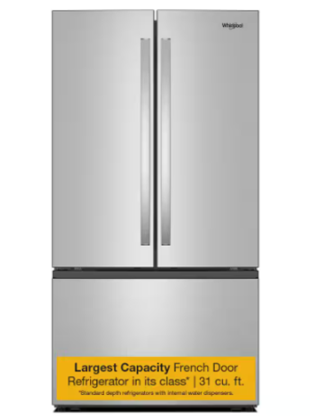 Whirlpool *WRFF3136SZ 36 in. 31 cu ft. Freestanding French Door Refrigerator in Fingerprint Resistant Stainless Finish with Ice Maker