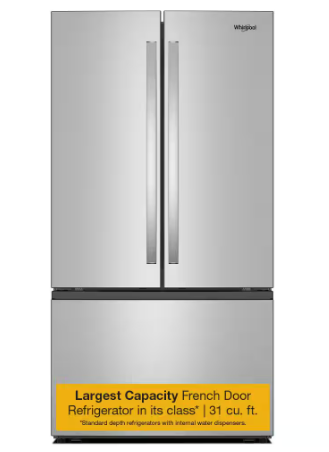 Whirlpool *WRFF3136SZ 36 in. 31 cu ft. Freestanding French Door Refrigerator in Fingerprint Resistant Stainless Finish with Ice Maker