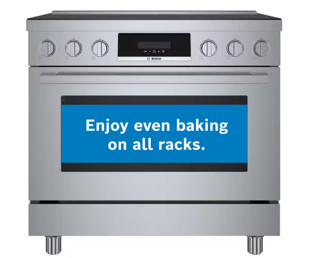 Bosch *HIS8655U 800 Series 36 in. 3.7 cu ft. 5 Burner Slide-In Industrial Style Induction Range w/ Convection Pro in Stainless Steel
