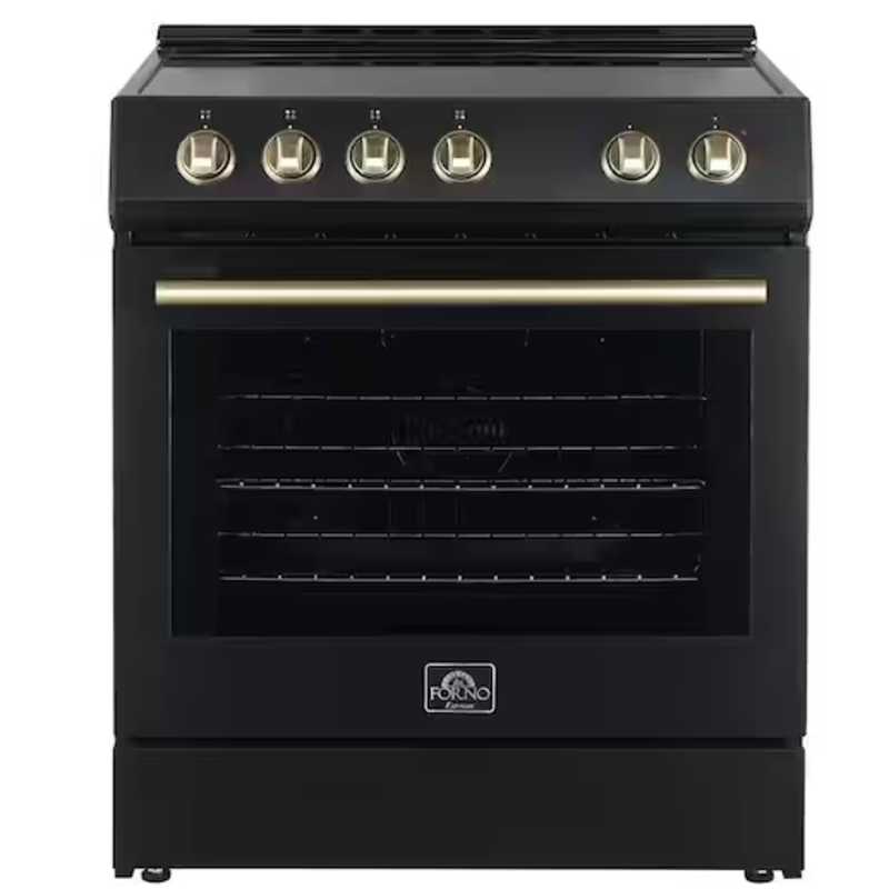 Forno *FFSEL6012-30BLK  Leonardo Espresso 30 in. 4 Element 5.0 cu. ft Electric Range Convection Oven in Black