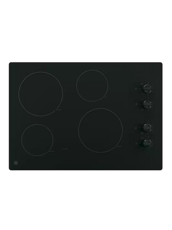 GE *JP3030DWBB  30 in. 4 Burner Element Radiant Electric Cooktop in Black including 2 Power Boil Burners