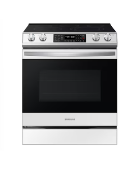 Samsung *NE63CB831512  Bespoke 30-in Glass Top 5 Burners 6.3-cu ft Self-Cleaning Air Fry Convection Oven Slide-in Smart Electric Range (White Glass)