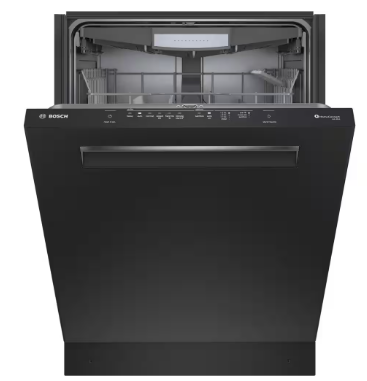 Bosch *SHP65CM6N  500 Series 24 in. Black Top Control Tall Tub Pocket Handle Dishwasher with Stainless Steel Tub, 44 dBA
