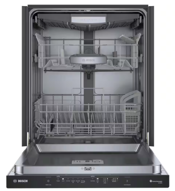 Bosch *SHP65CM6N  500 Series 24 in. Black Top Control Tall Tub Pocket Handle Dishwasher with Stainless Steel Tub, 44 dBA