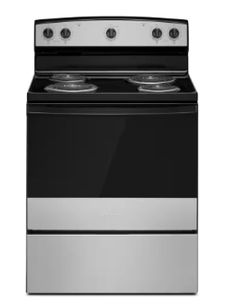 Amana *ACR4203MNS  30 in. 4 Burner Element Freestanding Electric Range in Stainless Steel with Easy-Clean Glass Door