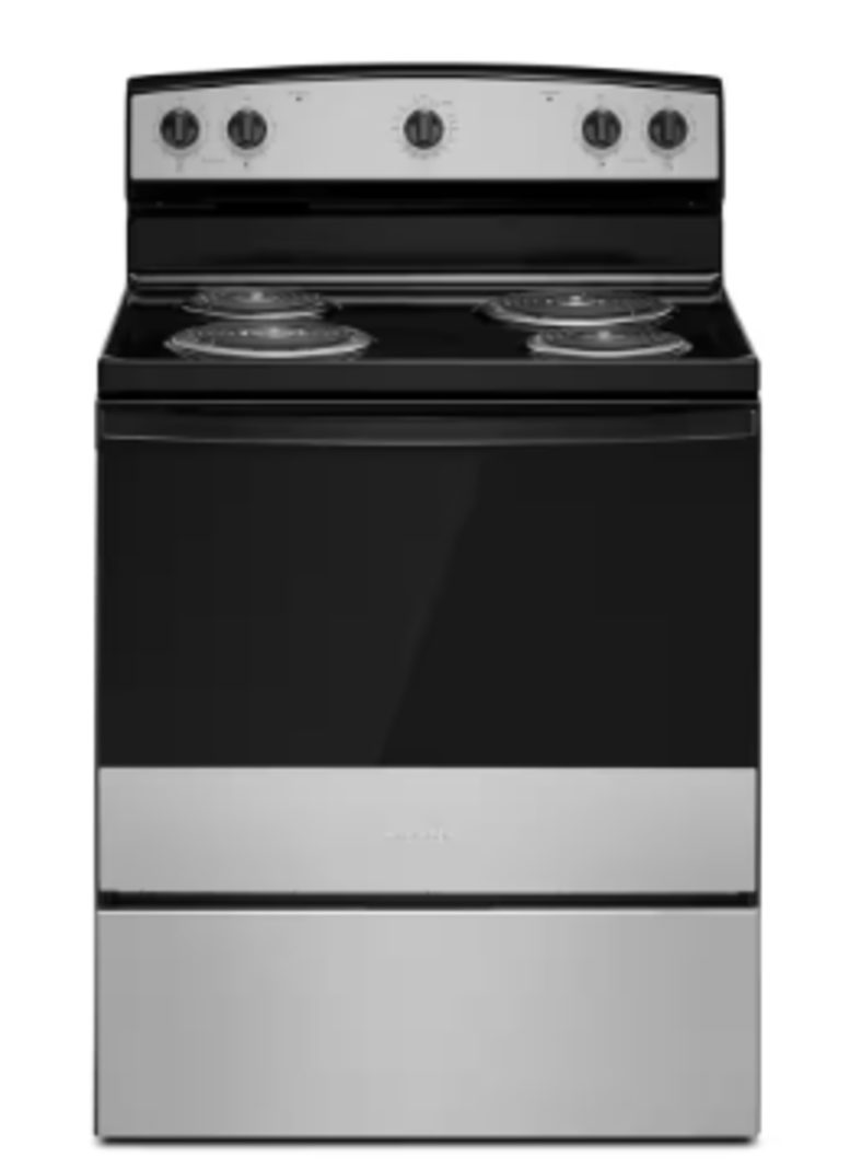 Amana *ACR4203MNS  30 in. 4 Burner Element Freestanding Electric Range in Stainless Steel with Easy-Clean Glass Door