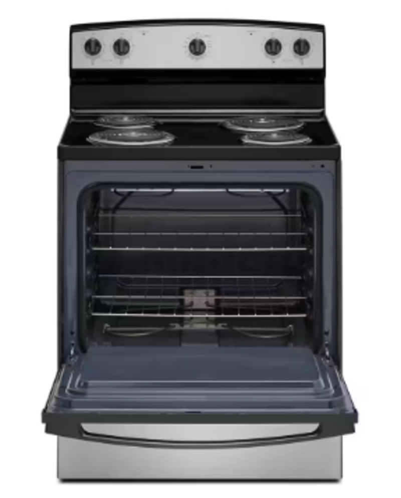 Amana *ACR4203MNS  30 in. 4 Burner Element Freestanding Electric Range in Stainless Steel with Easy-Clean Glass Door