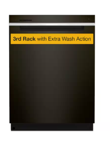Whirlpool *WDPS7024RV  24 in. Built-In Tall Tub Dishwasher in Fingerprint Resistant Black Stainless with 3rd Rack