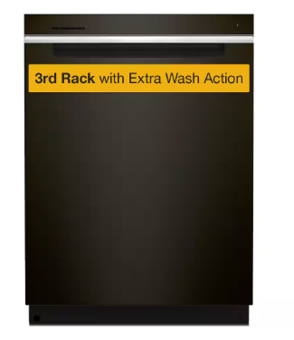 Whirlpool *WDPS7024RV  24 in. Built-In Tall Tub Dishwasher in Fingerprint Resistant Black Stainless with 3rd Rack