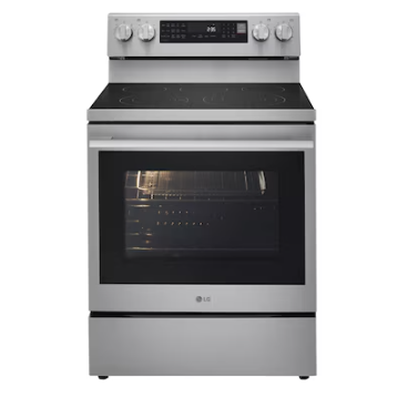 LG *LREN6325XE  30-in Glass Top 5 burners 6.3-cu ft Air Fry Convection Oven Freestanding Electric Range ( Stainless Steel )