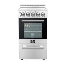 Forno *FFSEL6052-20 Pallerano 20-in Glass Top 4 burners 2.05-cu ft Freestanding Electric Range Stainless Steel )