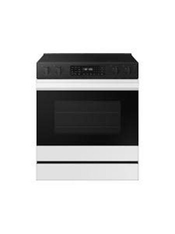 Samsung *NSE6DB830012  Bespoke 30 in. 6.3 cu.ft. 5 Burner Element Smart Slide-In Electric Range w/ AirFry & Safety Knobs in White Glass