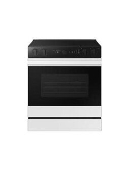 Samsung NSE6DB850012AA (NIB) SAMSUNG BESPOKE Slide-In Electric Range with 6.3 Cubic Foot Oven Capacity, Air Fry, SmartThings Compatible, Express Broil, Self and Steam Clean in White Glass