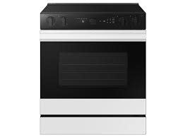 Samsung NSE6DB850012AA (NIB) SAMSUNG BESPOKE Slide-In Electric Range with 6.3 Cubic Foot Oven Capacity, Air Fry, SmartThings Compatible, Express Broil, Self and Steam Clean in White Glass