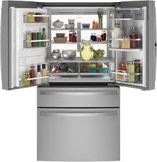 GE *PXD22BYPFS Profile 22.3 cu. ft. Counter Depth Four Door French Door Refrigerator in Stainless Steel with Hands-Free Autofill