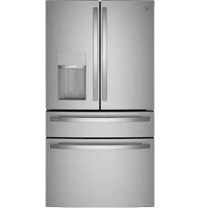 GE *PXD22BYPFS Profile 22.3 cu. ft. Counter Depth Four Door French Door Refrigerator in Stainless Steel with Hands-Free Autofill