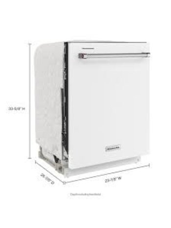 Kitchenaid *KDTE204KWH KitchenAid 24 in. White Top Control Built-In Tall Tub Dishwasher with Stainless Steel TubThird Level Rack, 39 DBA