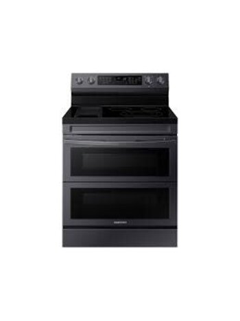 Samsung *NE63A6751SG Samsung 30-in Glass Top 5 burners 3.4-cu ft / 2.7-cu ft Air Fry Convection Oven Freestanding Double Oven Electric Range ( Fingerprint Resistant Black Stainless Steel )