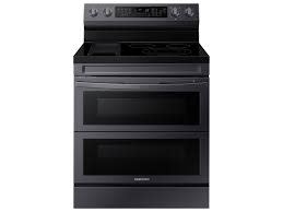 Samsung *NE63A6751SG Samsung 30-in Glass Top 5 burners 3.4-cu ft / 2.7-cu ft Air Fry Convection Oven Freestanding Double Oven Electric Range ( Fingerprint Resistant Black Stainless Steel )