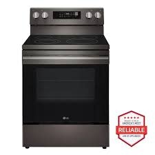 LG *LREN6323ZE LG 30-in Glass Top 5 burners 6.3-cu ft Air Fry Convection Oven Freestanding Electric Range with WipeClean Coating ( Black Stainless Steel )