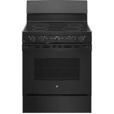 GE *JB480DYBB GE 30 in. 4 Burner Element Free-Standing Electric Range with Self-Cleaning Oven in Black