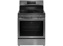 Frigidaire *GCRE3060BD Frigidaire Gallery 30-in Glass Top 5 burners 5.3-cu ft Air Fry Convection Oven Freestanding Electric Range Smudge-Proof Black Stainless Steel )