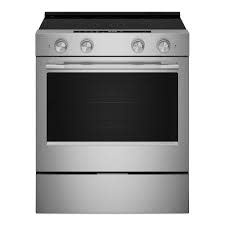 Kitchenaid *KSES330SPS KitchenAid 30-in Glass Top 5 burners 5.3-cu ft Air Fry Convection Oven Slide-In Electric Range ( PrintShield Stainless Finish )
