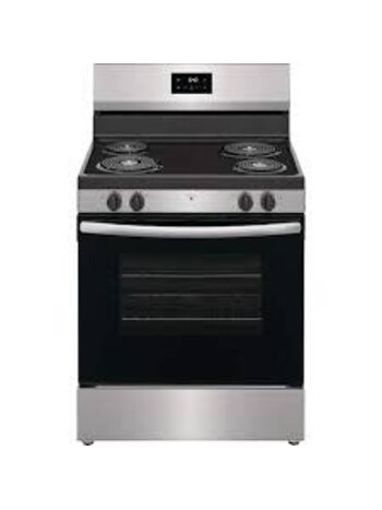 Frigidaire *FCRC3012BS Frigidaire 30 in. 4 Burner Free-Standing Electric Range in Stainless Steel with Even Baking Technology