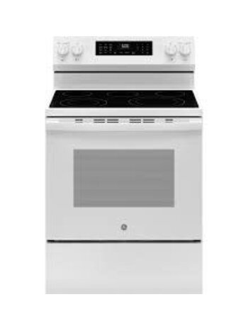 GE *GRF600AVWW GE 30 in. 5 Burner Element Smart Free-Standing Electric Convection Range in White w/ EasyWash Oven Tray, No-Preheat Air Fry
