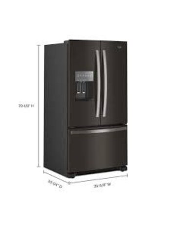 Whirlpool *WRFF3436RV Whirlpool Standard-Depth 24.7-cu ft 3 -Door 36-in Wide with Ice Maker ( Black Stainless Steel ) ENERGY STAR Certified