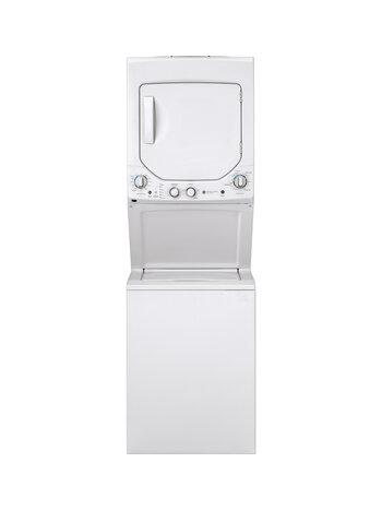 GE *GUD24ESSMWW 2.3 Cu. Ft. Top Load Washer and 4.4 Cu. Ft. Electric Dryer Laundry Center - White on White