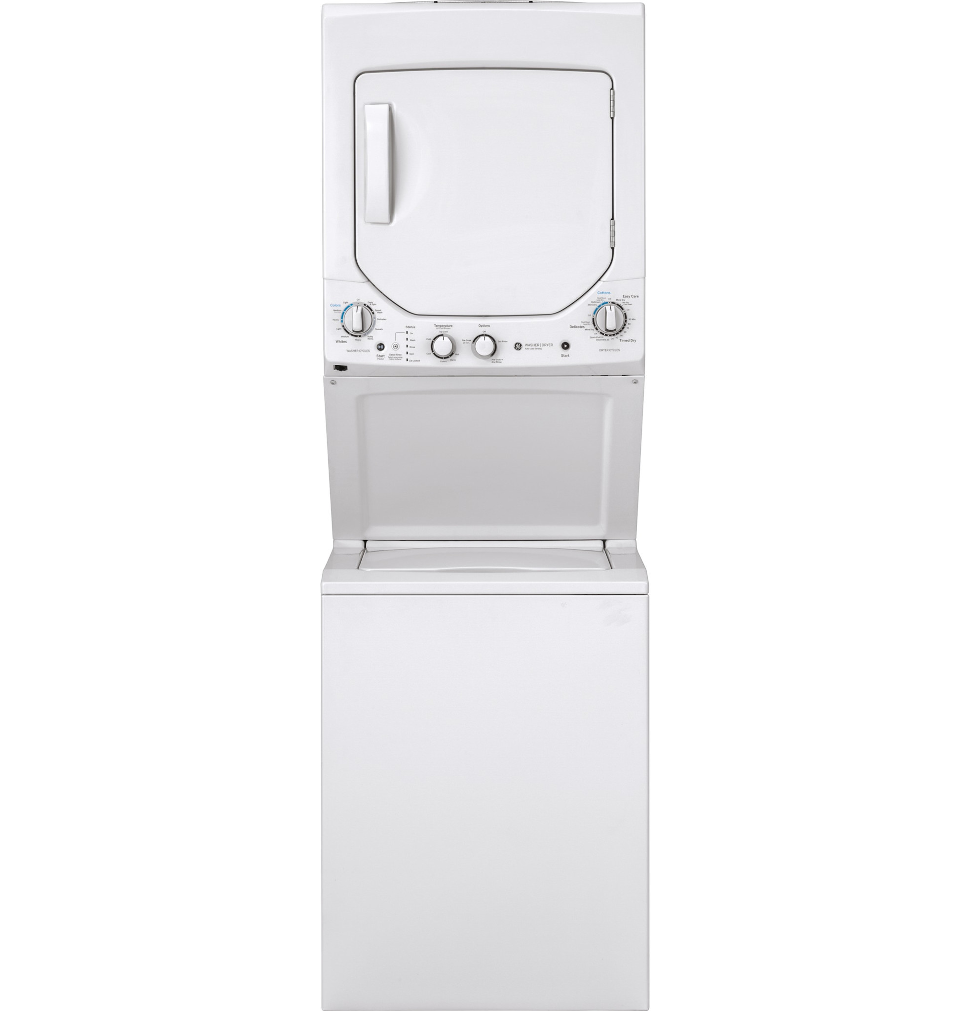 GE *GUD24ESSMWW 2.3 Cu. Ft. Top Load Washer and 4.4 Cu. Ft. Electric Dryer Laundry Center - White on White