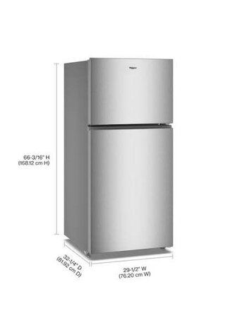 Whirlpool *WRTX5421TZ Whirlpool 21.3-cu ft Standard-Depth 33-in Wide Top-Freezer Refrigerator ( Fingerprint-Resistant Stainless Finish ) Garage Ready ENERGY STAR Certified