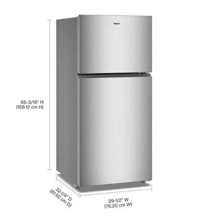 Whirlpool *WRTX5421TZ Whirlpool 21.3-cu ft Standard-Depth 33-in Wide Top-Freezer Refrigerator ( Fingerprint-Resistant Stainless Finish ) Garage Ready ENERGY STAR Certified