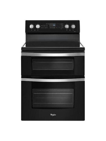Whirlpool *WGE745C0FE Whirlpool 6.7 cu. ft. 5 Burner Element Double Oven Electric Range with True Convection in Black Ice