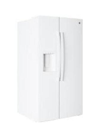 GE *GSS28NGYWW GE 36 in. 27.9 cu. ft. Side-By-Side Refrigerator in White w/ Extra Tall Dispenser, In-Door Icemaker, and Adjustable Shelves