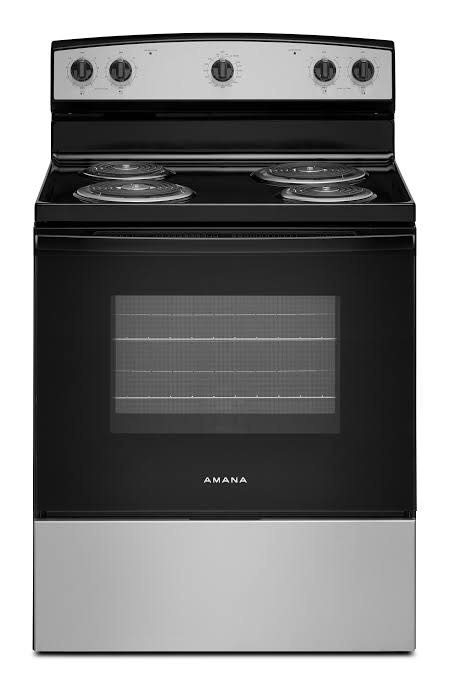 Amana AFCS2530TS (NiB) Amana 30 in. 4 Elements Freestanding Electric Range in Stainless Steel with Extra-Large Oven Window