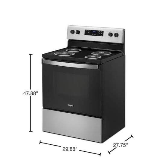 Whirlpool WFC315S0JS (NiB) Whirlpool 30-in 4 Elements 4.8-cu ft Self-Cleaning Freestanding Electric Range (Stainless Steel)