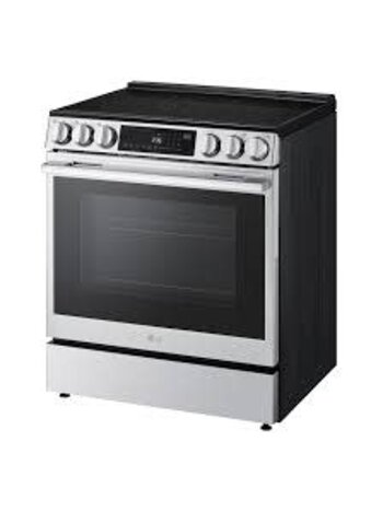 LG *LSEL6335LE LG InstaView 30-in Glass Top 5 burners 6.3-cu ft Air Fry Convection Oven Slide-In Electric Range ( PrintProof Stainless Steel )