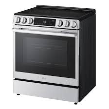 LG *LSEL6335LE LG InstaView 30-in Glass Top 5 burners 6.3-cu ft Air Fry Convection Oven Slide-In Electric Range ( PrintProof Stainless Steel )