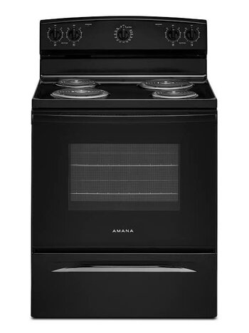 Amana *AFCS2530TB Amana 30 in. 4 Elements Freestanding Electric Range in Black with Extra-Large Oven Window