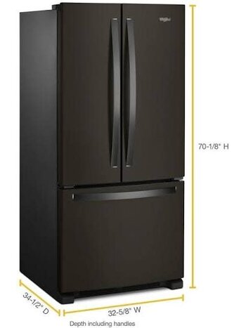Whirlpool *WRFF5333PV Whirlpool 33 in. 22 cu. ft. Standard Depth French Door Refrigerator in Black Stainless