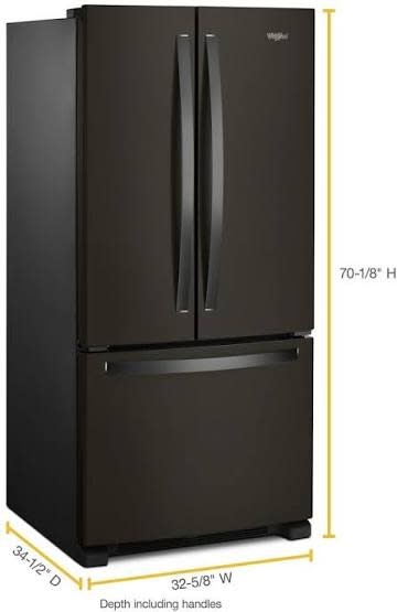 Whirlpool *WRFF5333PV Whirlpool 33 in. 22 cu. ft. Standard Depth French Door Refrigerator in Black Stainless