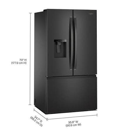 Whirlpool *WRFF3736SV Whirlpool 36 in. 30 cu. ft. Standard Depth French Door Refrigerator in Print Resist Black-Stainless with Dual Ice Makers
