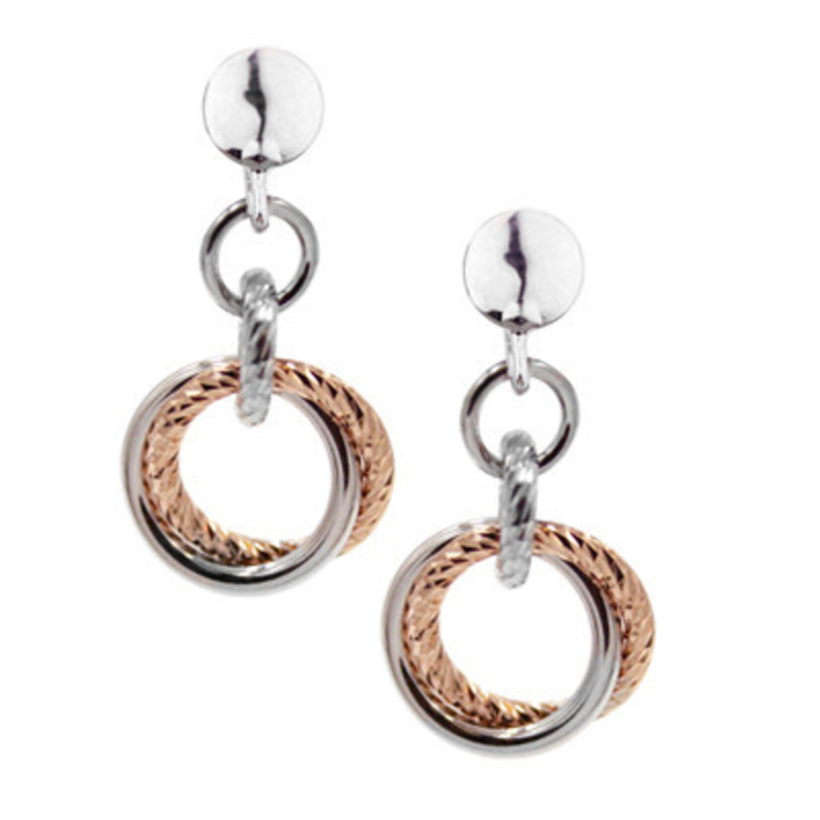 Franklin Jewelers Sterling Silver and Rose Gold plated Small Love Knot Earrings