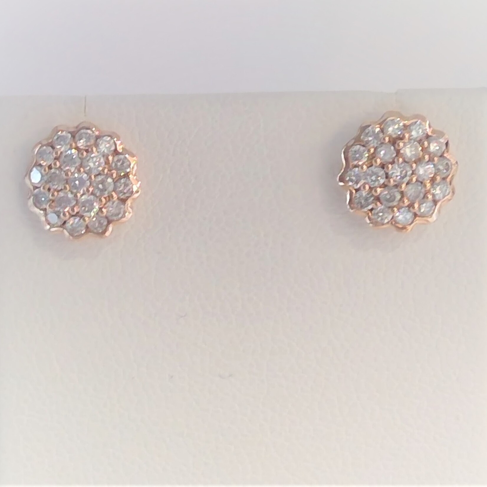Franklin Jewelers 14kt Rose Gold 3/4cttw Diamond Cluster Earrings