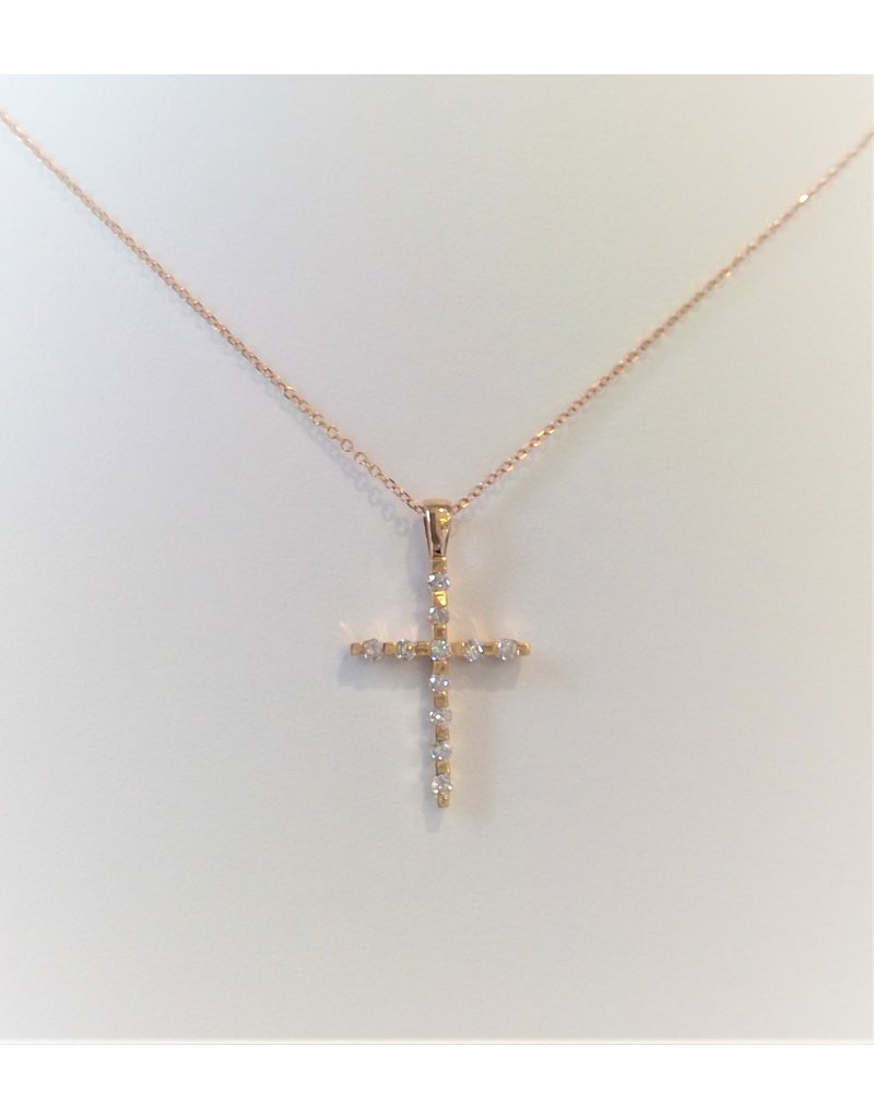 Franklin Jewelers 14kt Rose Gold 1/4cttw Diamond Cross Necklace